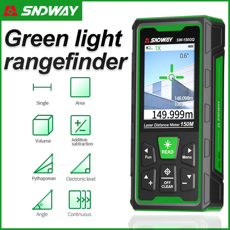 Industrial Laser Training - เครื่องวัดระยะด้วยเลเซอร์สีเขียว ดิจิตอลเรนจ์ไฟน์เดอร์ ระยะวัด 150ม. 100ม. 80ม.