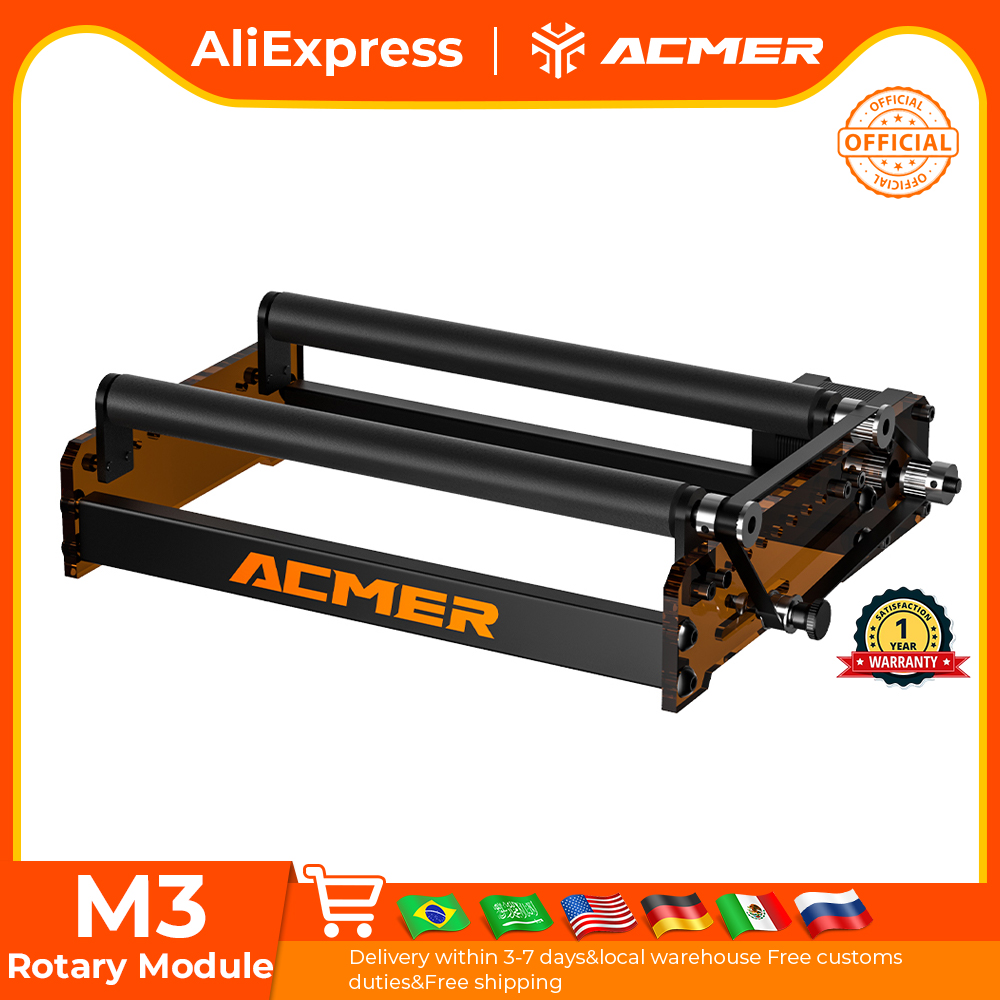 Industrial Laser Engraving Machine - ACMER M3 เลเซอร์โรตารีลูกกลิ้ง 360 ° ลูกกลิ้งโรตารีแกน