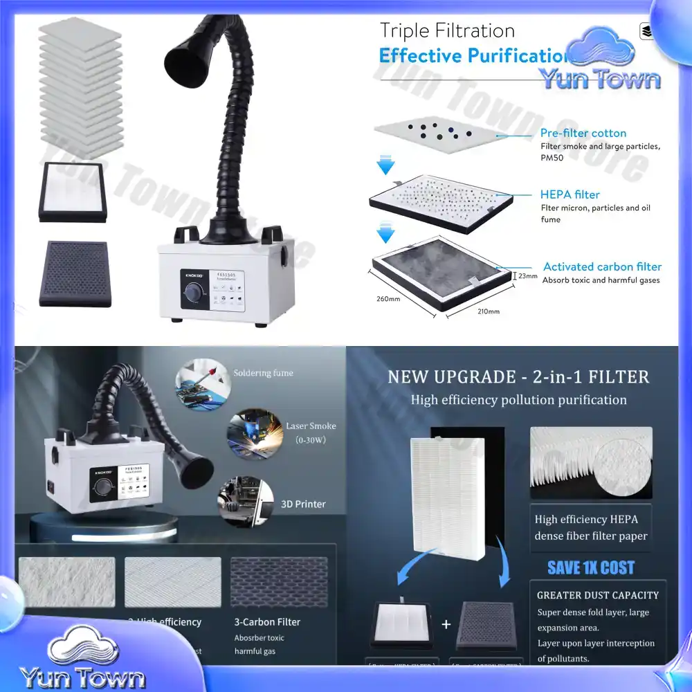 Industrial Laser Fume Extractor - เครื่องกำจัดควันเลเซอร์มอเตอร์ 100W พร้อมแผ่นกรอง HEPA 14 ชิ้น