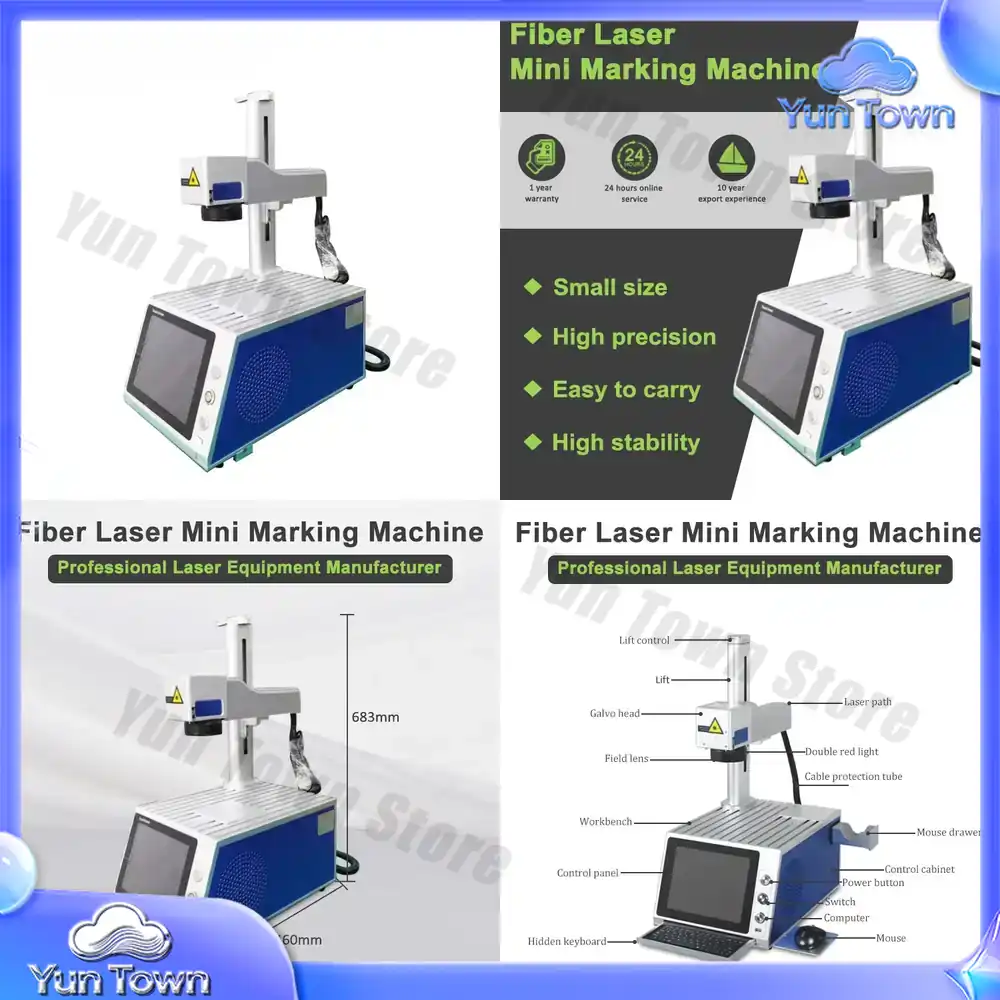 Industrial Laser Marking Machine - เครื่องมาร์กกิ้งไฟเบอร์เลเซอร์ 100W สำหรับแหวนโลหะ สแตนเลส พร้อมแหล่งกำเนิดเลเซอร์ Raycus